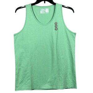 Dutch Bros Sleeveless TShirt W/Happy‎ Face Design  Mens Size Medium Green